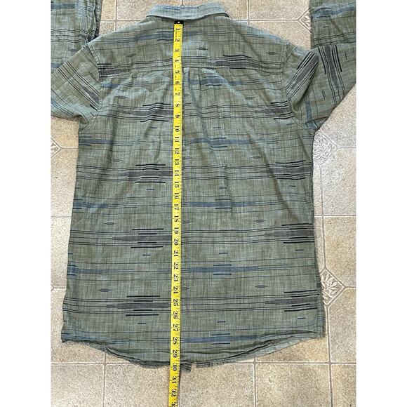 prAna Sz Tall Medium Slim Fit Organic Cotton Long Sleeve Green Button Down Shirt - Picture 6 of 13